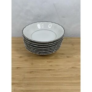 Harmony House Silver Sonata Fruit Bowls Set of 8 Japan Fine China 5.5"